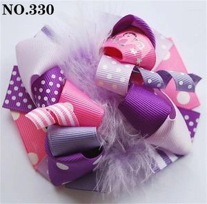 Accessoires pour cheveux 30pcs 5.5inch School Funky Fun Bows avec plume pour fille Toddle Clips