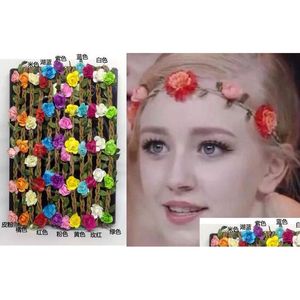 Accessoires de cheveux 30pcs fleur couronne bandeau beautif rose bandeaux filles style bohémien couronne de mariage guirlande florale pour les femmes Dro Dhwrh