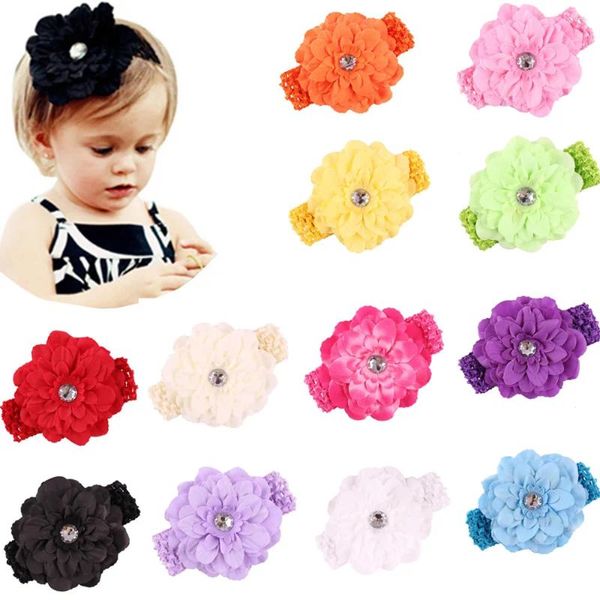 Accesorios para el cabello 30 unids/lote, diadema para bebé, cintas para la cabeza de flores de fieltro grandes, diadema para niñas nacidas, turbante para niños pequeños