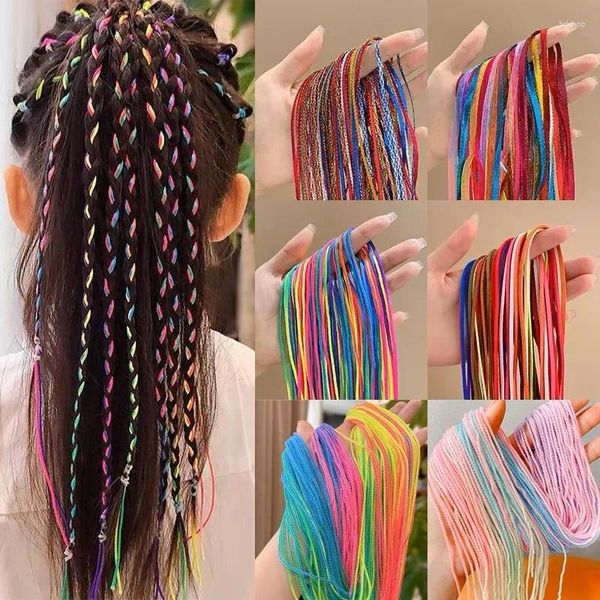 Accessoires de cheveux 32-16pcs enfants tresses corde 90cm mélange de brins colorés pour queue de cheval africaine