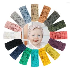 Haar Accessoires 32 Stks/partij Geribbelde Stof Knoop Boog Baby Hoofdband Gesloten Rand Strik Zachte Tulband Hoofd Wraps Baby