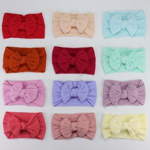 Accesorios para el cabello, 34 colores, lazos de punto, diademas para bebés, venta al por mayor, diadema elástica de nailon para niña nacida, turbante estampado para niños