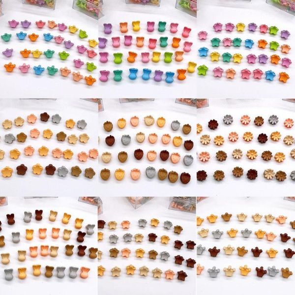 Accesorios para el cabello 36 unids/caja niñas caramelo colores mariposa fruta dibujos animados Clip garra niños pequeño horquilla bebé Mini corona cangrejo agarre