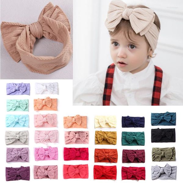 Accessoires de cheveux 37 couleurs bébé arc bandeau pour enfants nœud papillon chapeaux élastiques tricot câbles Turban doux Nylon enfants