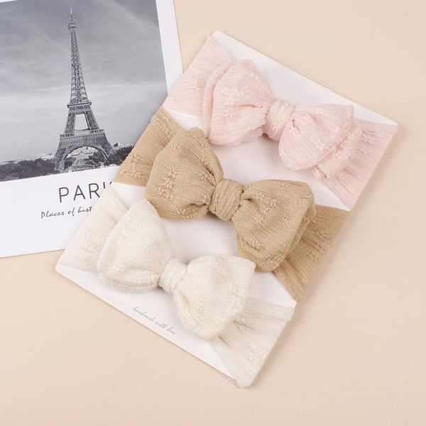 Accessoires de cheveux 3pcs bébé bandeaux couleur maille arc élastique doux né pour enfants turban infantile enfants fille