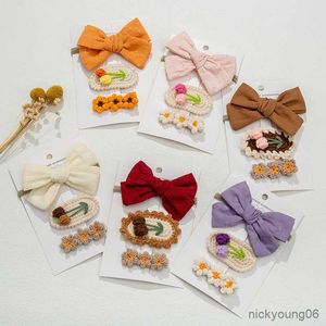 Accessoires de cheveux 3 pièces crochet tricot bébé fille Clips fleur épingles à cheveux pour enfants arcs bandeaux bambin Style broche mignon R230608