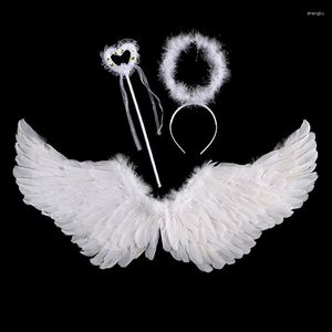 Accesorios para el cabello 3 unids/set diadema de Ángel pluma blanca Navidad Halloween Festival actuación fiesta Favor traje alas de Cosplay
