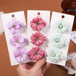 Haaraccessoires 3 stks/set kunstbloem Camellia Rose Clips voor kinderen meisjes Boutique haarspelden haarspeldjes handgemaakt cadeau