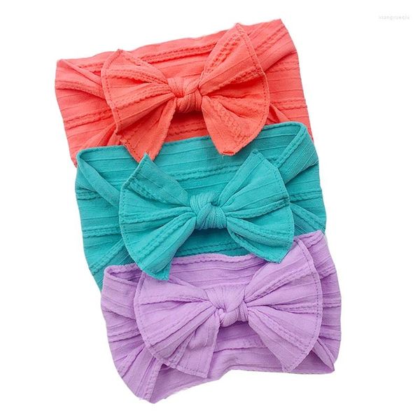 Accessoires pour cheveux 3 pièces/ensemble, ensembles de bandeaux pour bébé, bandeau en Nylon avec nœud pour fille, câble torsadé, Turban à nœud souple, couvre-chef pour enfants