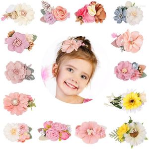 Haaraccessoires 3 Stks/set Bloemen Clips Voor Kinderen Boho Haarspelden Kunstbloem Haarspeldjes Bows Bruid Meisjes