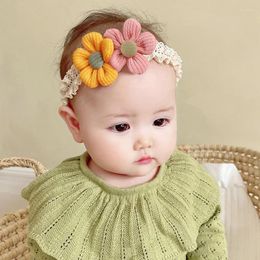 Accesorios para el cabello 3 unids/set diadema floral estampado de puntos arco encaje princesa bebé niña niños niño banda elástica po prop