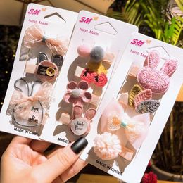 Haaraccessoires 4/3 stks Leuke babymeisjes Hoofddeksels Kinderen Bowknot Flower Pins Set Hoofdbanden Hoofdtooi Kinderen GiftShairhair