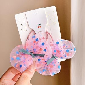 Haaraccessoires 4/8 stks / set Dots Bows Elastische Bands Voor Meisjes Pretty Chiffon Ties Ring Touw Kinderen Paardenstaart Houder Kind Accessoire