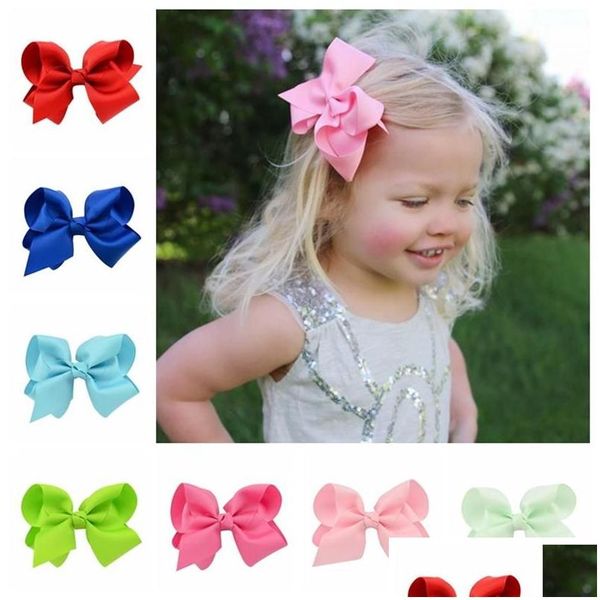 Accessoires de cheveux 4 pouces solide ruban gros-grain pince à cheveux à la main noeud noeud boutique accessoires pour filles mode chapeaux bébé, enfants Dhbqp