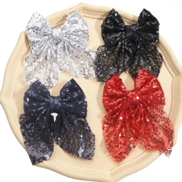 Accesorios para el cabello 4 PCS 5 pulgadas Boutique Bling Bling brillante lentejuelas Mesh de malla Cordal Hiar clips Barrettes Party Girls Kids Children