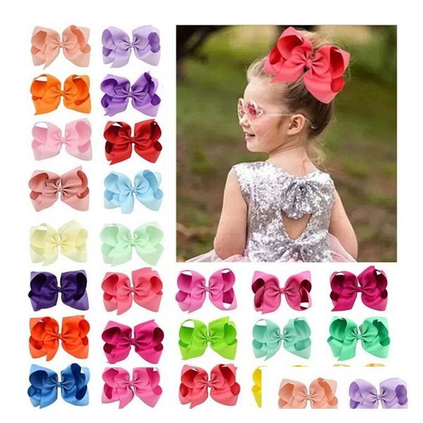 Accesorios para el cabello 40 colores 6 pulgadas Moda Bebé Cinta Arco Horquilla Clips Niñas Gran Bowknot Barrette Color caramelo Boutique para niños Dhlct