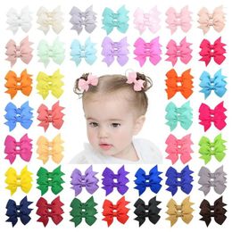 Accessoires de cheveux 40pcs / lot 2.2 pouces Solid Bows Boutique Clip pour enfants filles Grosgrain Ruban Barrettes Chapeaux