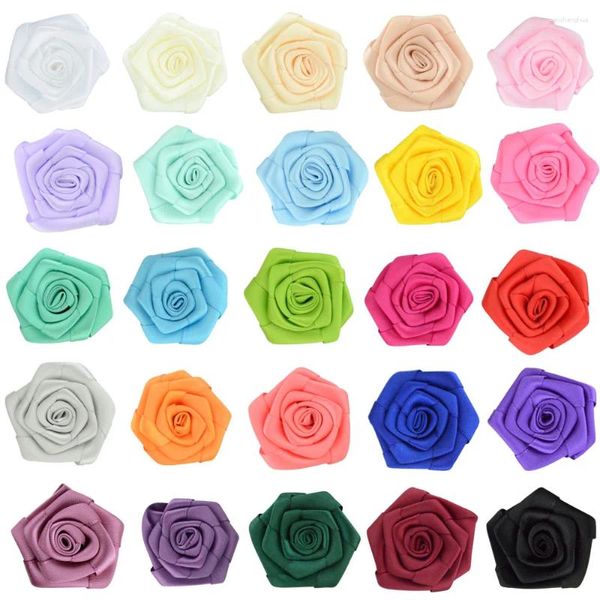 Accesorios para el cabello 40 unids/lote 4,5 cm cinta enrollada hecha a mano flor rosa para zapatos DIY ropa vestido artesanía ramo de flores de boda