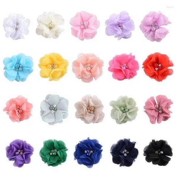 Accesorios para el cabello 40 unids/lote 5,5 cm pétalos de gasa flor para niñas diademas hechas a mano DIY decoraciones para el hogar fiesta de boda