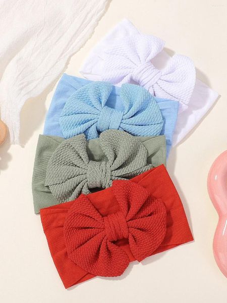 Accesorios para el cabello 4 piezas Diadema para bebé Nylon Infantes Niños pequeños Banda elástica para niña nacida Princesa Bowknot Lindo al por mayor