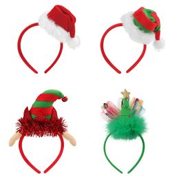 Haaraccessoires 4 stks kersthaBanden hoed hoofddekweermuts Xmas Tree Haarband voor kinderen Xmas Holiday Hair Accessories Party FAVORS 231124