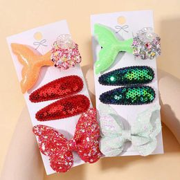 Accessoires de cheveux 4pcs enfants paillettes de poisson queue papillon épingles d'épingles à cheveux