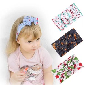 Accessoires pour cheveux 4 pièces/lot, bandeaux de noël en Nylon imprimés cerf, nœud de neige, couvre-chef pour filles, Turban extensible mignon