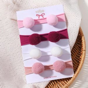 Accessoires pour cheveux 4 pièces/ensemble, bandeau élastique pour bébé, coloré, boule en Nylon, couvre-chef pour enfants, couvre-chef mignon pour nourrissons, Turban doux, cadeau