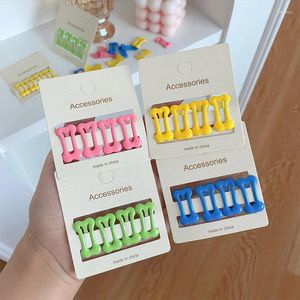 Haaraccessoires 4-delige set effen kleur schattige kleine cartoon botclips voor babymeisje kinderen Kawaii Mini eenvoudige haarspeldmode