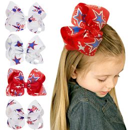 Haaraccessoires 4 juli Barrettes Baby Girls Big Bow Hairclips 3 stks / set USA Flag Independence Day Clips M3475