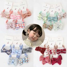 Accessoires de cheveux 5 paires enfants 2022 filles Ties de cheveux Bows Elastic Rubber Band Hair Corde Fleur Small Plux Ball Scrunchies Children Accessoire Hair