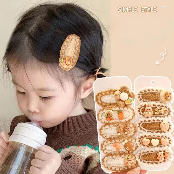 Accesorios para el cabello 5 unids/set niños dulce dibujos animados Animal parche roto bebé niñas Clip suave sombreros niños encantadores