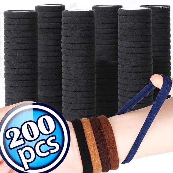 Accesorios para el cabello 50-200 Unids Bandas Elásticas Altas Mujeres Niñas Diadema Negra Lazos de Goma Soporte de Cola de Caballo Scrunchies Niños Headrope Headwear Parts