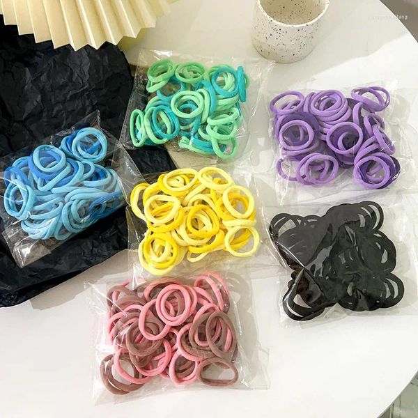 Accesorios para el cabello, 50 piezas, banda elástica Simple sin costuras de Color sólido para niñas y niños, lazos duraderos básicos bonitos, cuerda a la moda