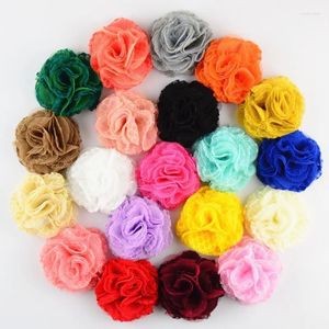 Accessoires pour cheveux, 50 pièces/lot, 20 couleurs au choix, 2.8 pouces, maille en mousseline de soie, dentelle, fleurs de roses, fournitures d'application artisanales DIY