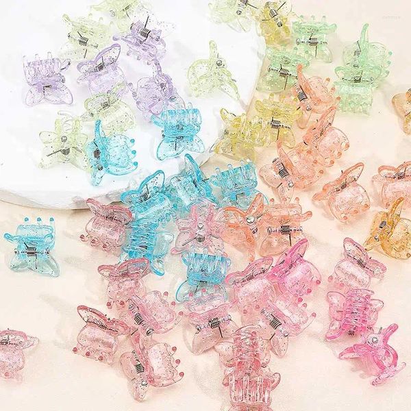 Accessoires pour cheveux 50pcs Mini pinces papillon Kawaii pour bébés filles épingles à cheveux en forme de crabe enfants Barrettes colorées