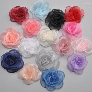 Accesorios para el cabello 5cm borde quemado flor DIY joyería versión coreana Camelia vestido de novia Material adorno femenino 5 unids/lote