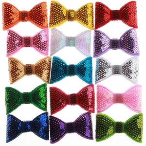 Accessoires de cheveux 5pcs 5cm Mode Brillant Paillettes Bows pour filles Appliques Bow Bandeaux Tête en tissu