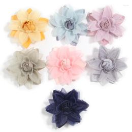 Haaraccessoires 5PCS 6.3CM 2.5 "Stofbloemen voor babymeisjes Chiffon bloem Boutique hoofdbanden Hoofdkleding