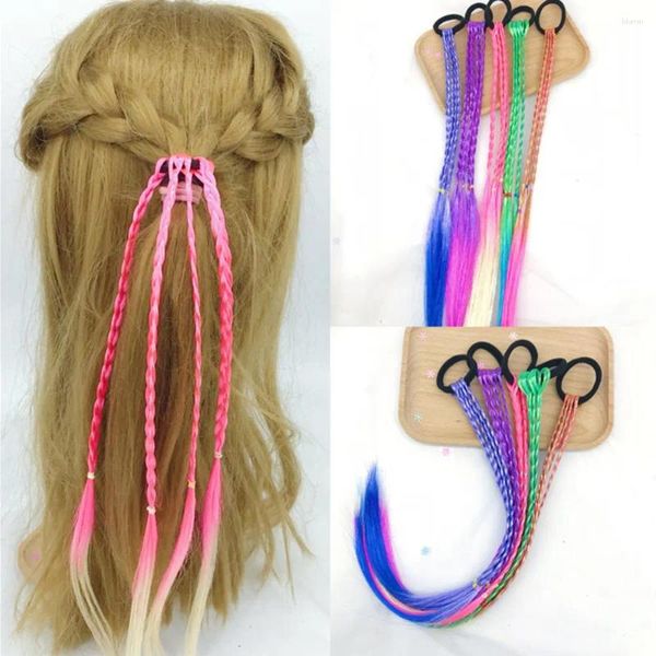 Accessoires de cheveux 5 pièces accessoires d'extension de fille-bande élastique en caoutchouc coiffure queue de cheval tresse torsion robe de perruque colorée Dreadlock