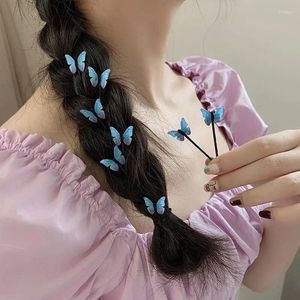 Accessoires de cheveux 5pcs filles papillon bleu épingle à cheveux rêveux coulissant doux couler les épingles à cheveux enfants décoratifs