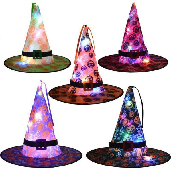 Accessoires pour cheveux 5 pièces lumière LED chapeau de sorcière rougeoyant Costume d'halloween Cosplay accessoires de fête robe Festival décor grand 220909