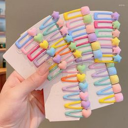 Accessoires de cheveux 5pcs / set 3cm de long mignon petite taille coeur étoile bloc bébé clips pour fille enfants couleur kawaii mini épingle à cheveux barrettes mode