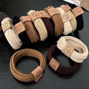 Accessoires pour cheveux 5 pièces/ensemble ours à rayures épaisses, bandes élastiques simples pour femmes et filles, cravate en caoutchouc