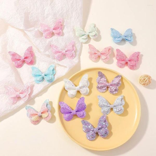 Accessoires de cheveux 5pcs / Set Clips de paillettes colorées Butterfly Princess Girls Headwear Children's Hairclips Baby Wholesale