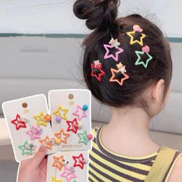 Haaraccessoires 5 stks/set Leuke Kleurrijke Ster Waterdruppel Vorm Clips Voor Meisjes Kinderen Mooie Versieren Haarspelden Kinderen