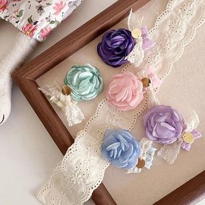 Accessoires de cheveux 5pcs Set Ins Style Child Girls Clip Lace Bow Flower Flower Side Spring Summer Kids Headress Robe