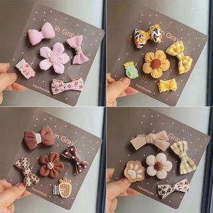 Accessoires pour cheveux, 5 pièces/ensemble, Mini Clips, nœuds mignons, fleur, épingles à cheveux pour petites filles, Barrettes