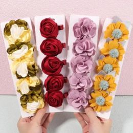 Accessoires pour cheveux, 5 pièces/ensemble, pinces à pétales de fleurs de couleur unie pour enfants filles, épingles à cheveux en dentelle perlée, Barrettes, couvre-chef, cadeau