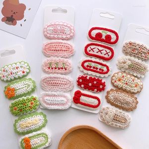 Haaraccessoires 5 stks/set Weave Bloem Clips Baby Meisje Haarspelden Voor Kinderen Handgemaakte Barette Prinses Haken Baby Lente